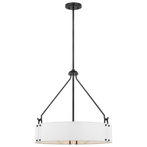Nuvo Halter 4-Light Pendant, E26 60W, Matte Black, White Fabric Shade 60/7692 - main
